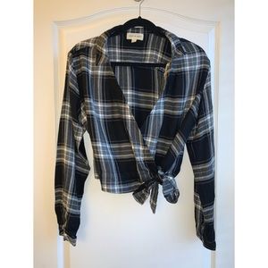 Cloth and Stone Plaid Wrap Top
